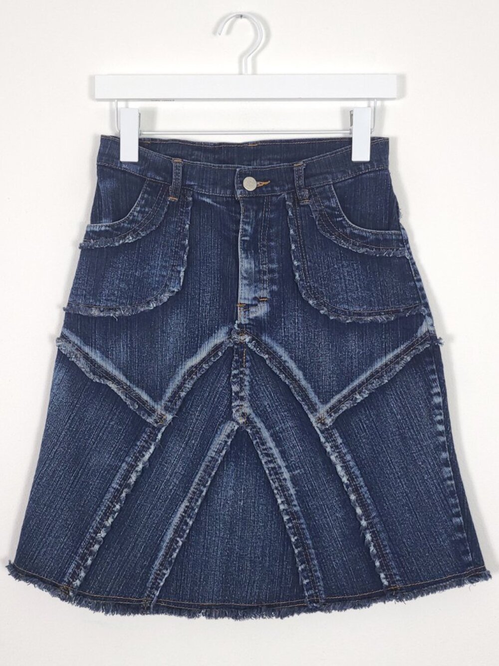 Retro Distressed Denim Mini Skirt - Picture 8 of 8